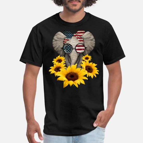 Elephant Sunflower American Flag 4th Of 